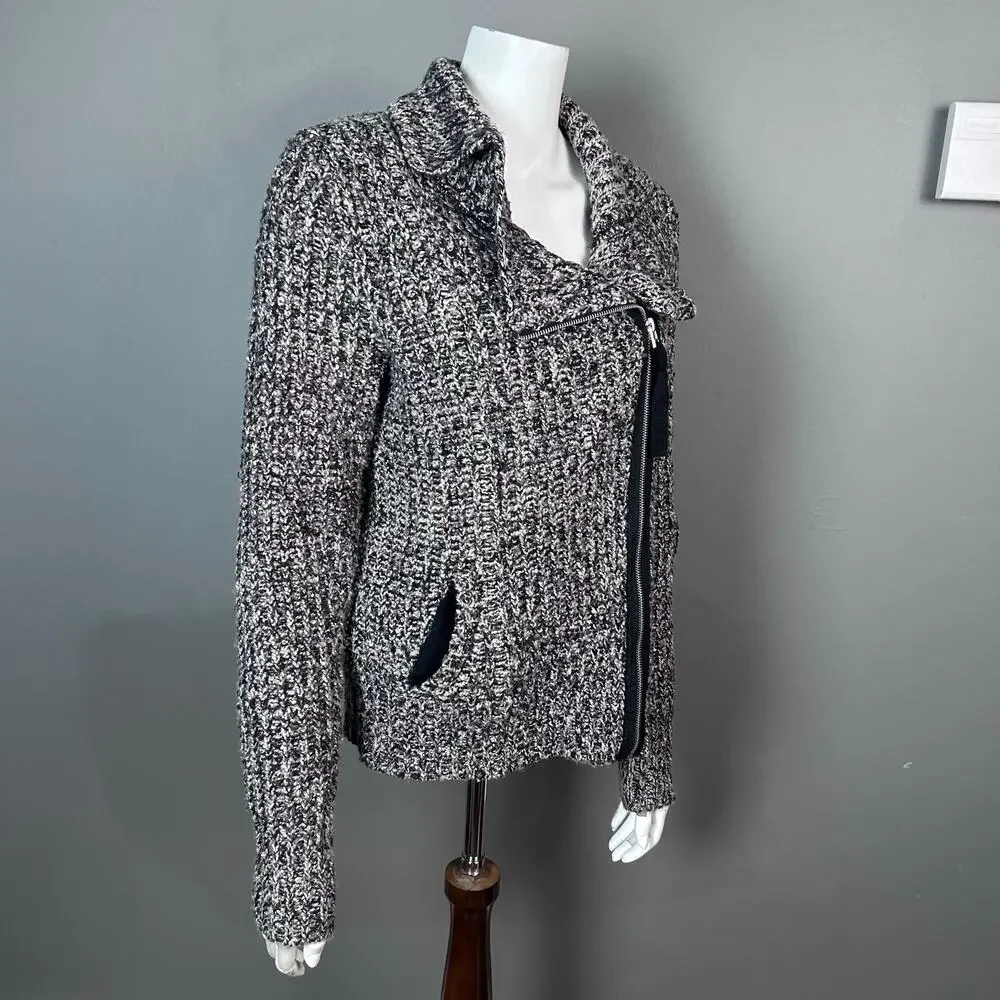 Free‎ People sweater Medium cardigan moto full zip chunky motorcycle